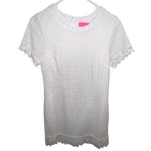 EUC Lilly Pulitzer White Eyelet Lace Short Sleeve Mini Dress 8 Cottagecore